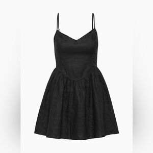 Aritzia Influence Black Linen Mini Dress